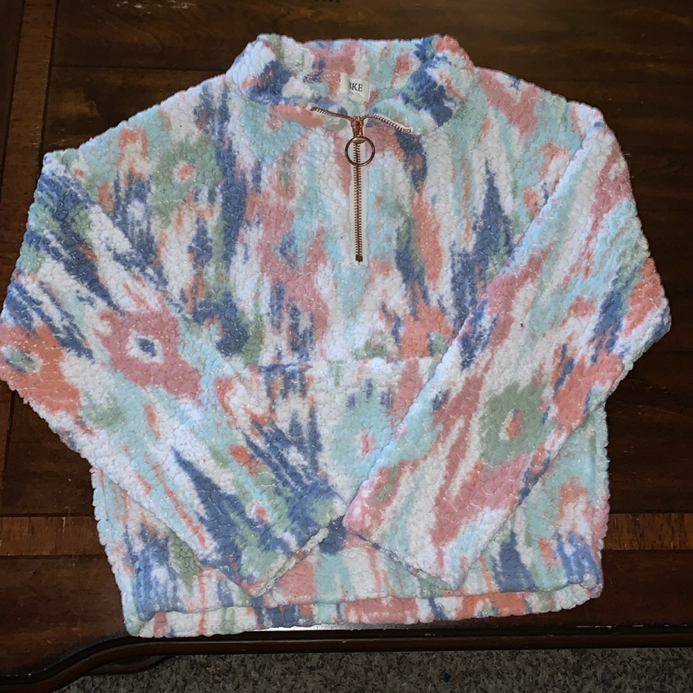 BKE Pastel Multi-Color Sherpa Half-Zip Pullover Hoodie